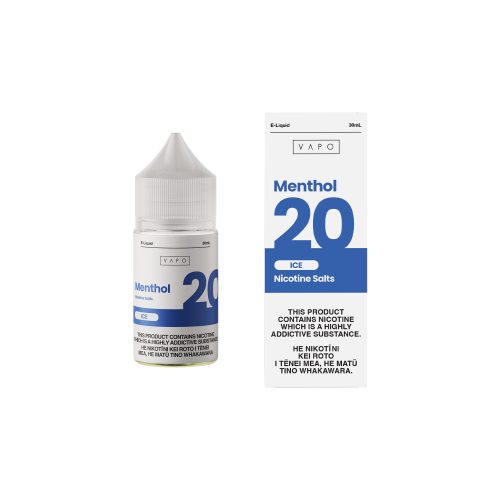 VAPO NZ ELIQUID SALTS 30mL BOX BOTTLE MENTHOLICE 20MG